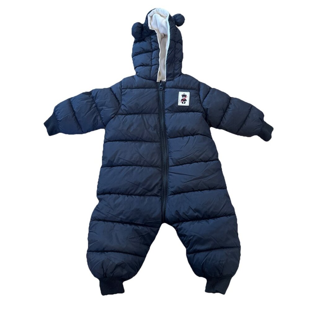 The Bear Baby Boy/unisex Full Zip Snowsuit Jacket Size 73/44 US 9-12 Months Blk